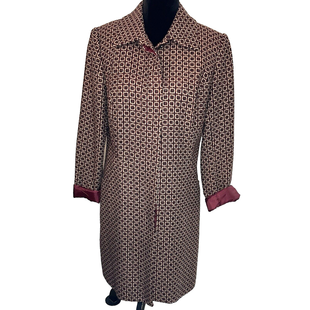 Apt. 9 Misses Size 12 Geometric Pattern Button-Up Midi Jacket/Coat